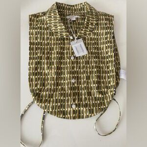 COS Printed Mock Shirt Stylish Green and Gold Patterned